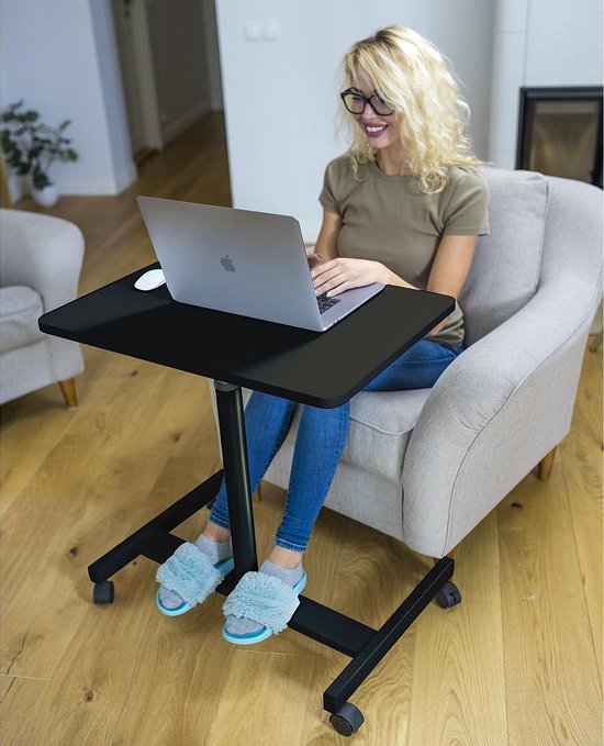 Tatkraft Focus – Ergonomische Laptoptafel op Wielen, Verstelbaar & Mobiel