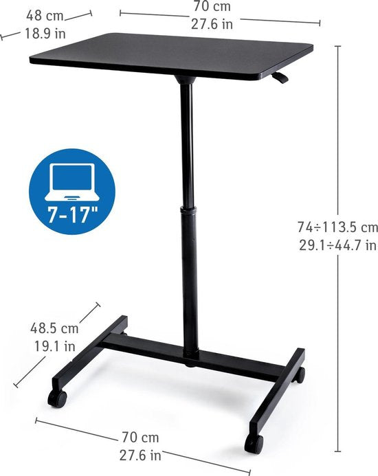 Tatkraft Focus – Ergonomische Laptoptafel op Wielen, Verstelbaar & Mobiel