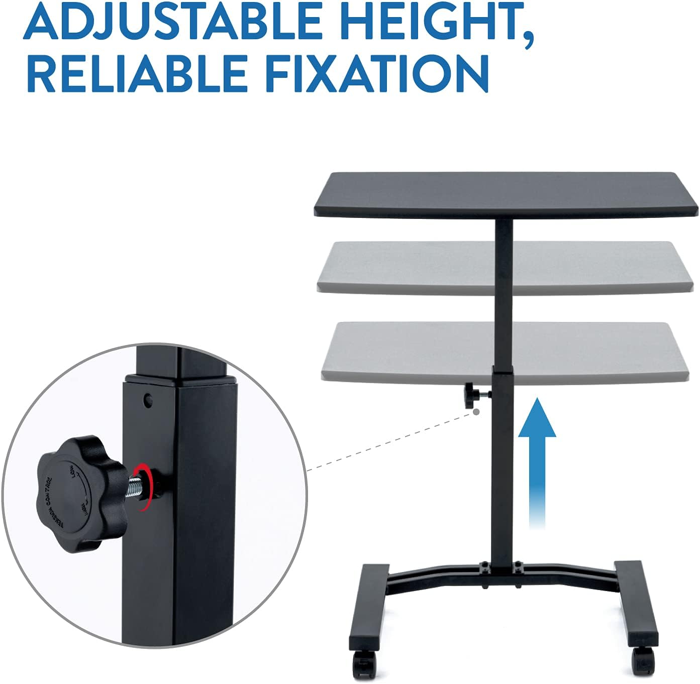 TATKRAFT Dream - Bureau mobile réglable pour ordinateur portable avec roulettes verrouillables