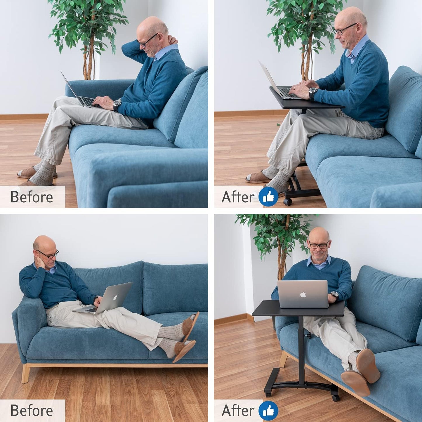 TATKRAFT Dream - Bureau mobile réglable pour ordinateur portable avec roulettes verrouillables