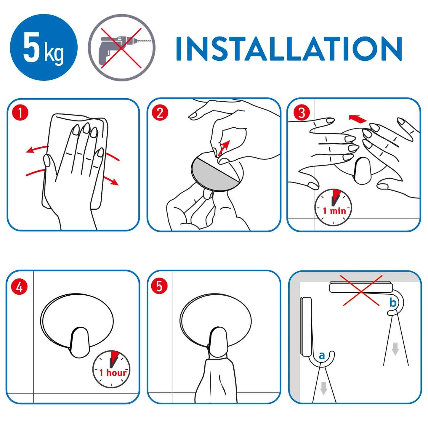 Tatkraft BAND - Zelfklevende Ophanghaak Set Silver, Set Van 4 Stuks, Handdoekhaakjes Zelfklevend, Extra Sterk Tot 5 KG, 5