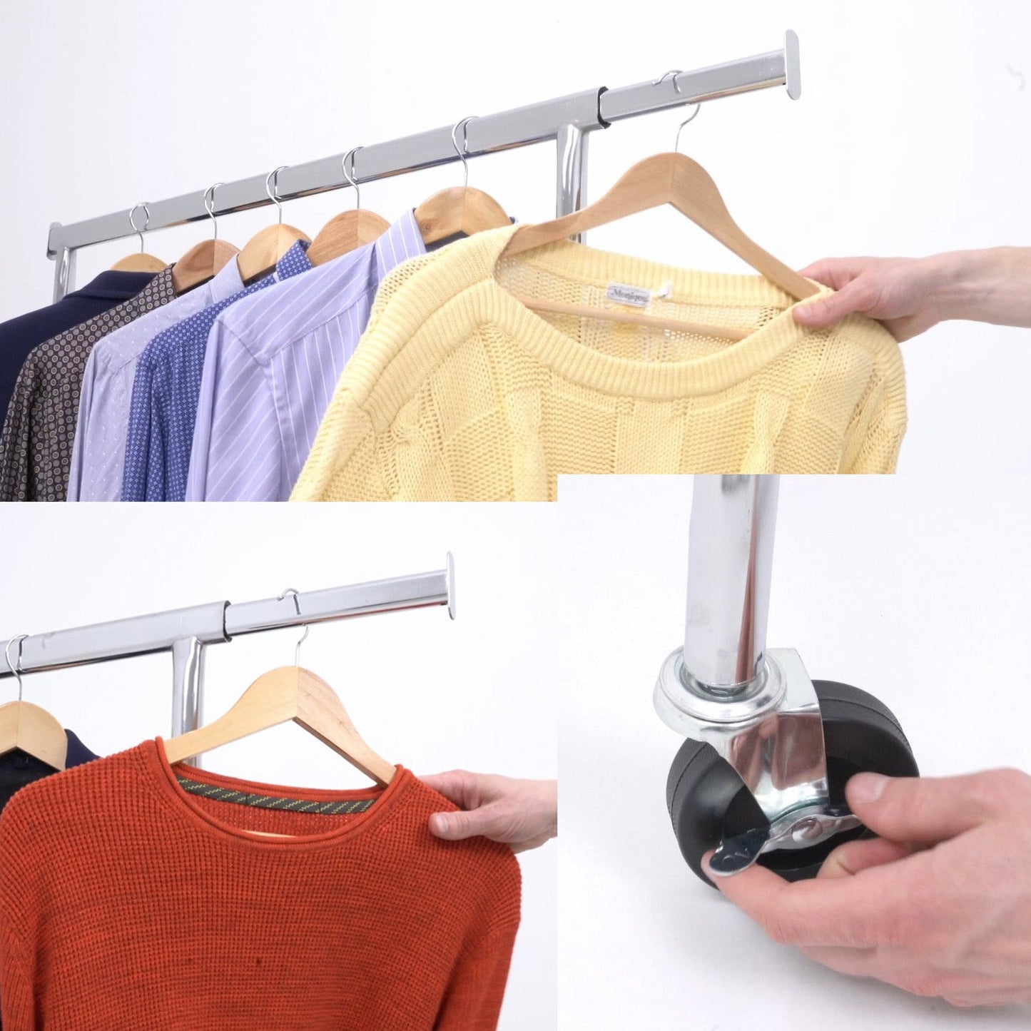 Tatkraft DIDRIK - Kledingrek voor zware belasting, tot 130 kg belastbaar, kledingstang voor het ophangen van kleding, 4