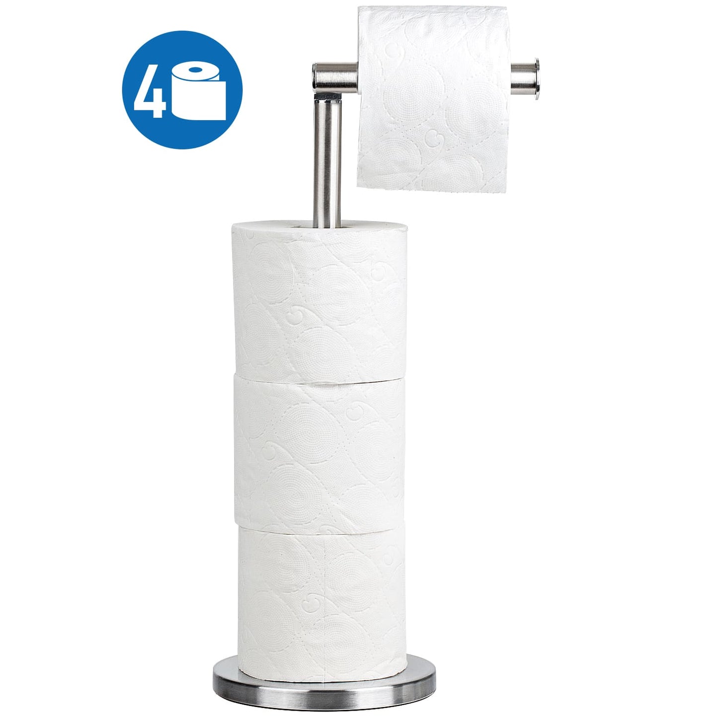 Tatkraft KIARA - Luxe RVS Toiletpapier Houder Vrijstaand - Reserverolhouder Stainless Steel - WC Rol Houder - Closetrolhouder - 3+1 Rollen, 4