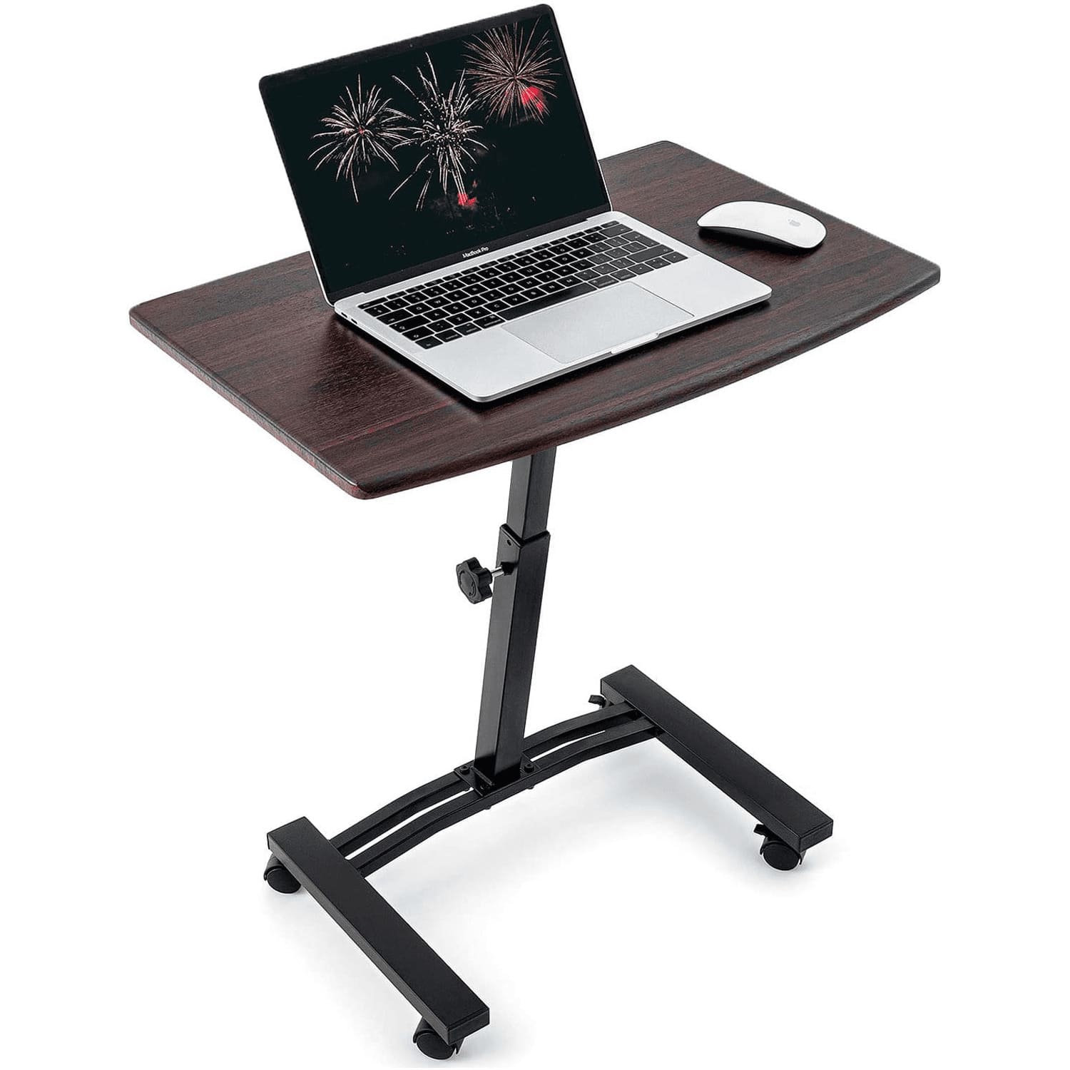 SogesPower Side table, small laptop table, with 4 swivel castors, height adjustable, C-shaped computer desk, with tablet holder, dimensions: 60 x 40 x (71-90) cm SogesPower Side table, small laptop table, with 4 swivel castors, height adjustable, C-shaped computer desk, with tablet holder, dimensions: 60 x 40 x (71-90) cm