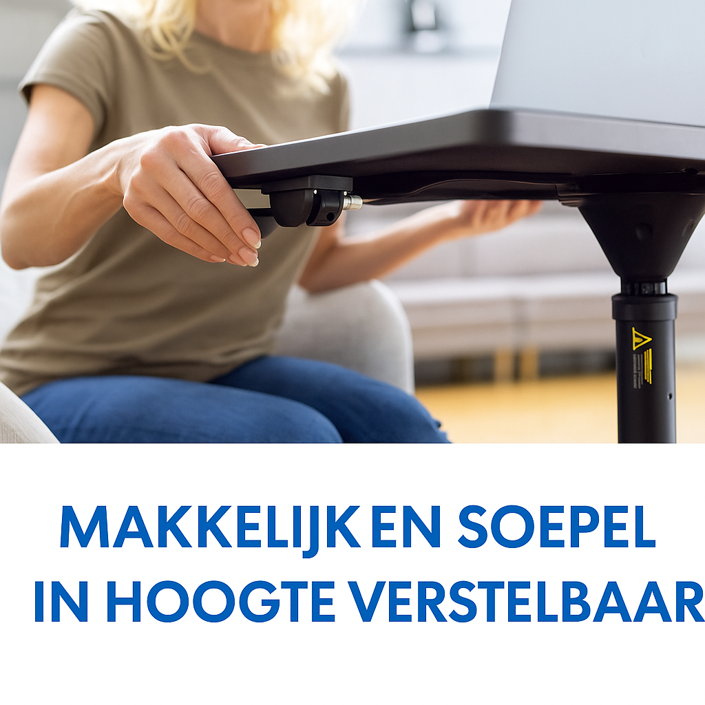 Tatkraft Focus – Ergonomische Laptoptafel op Wielen, Verstelbaar & Mobiel