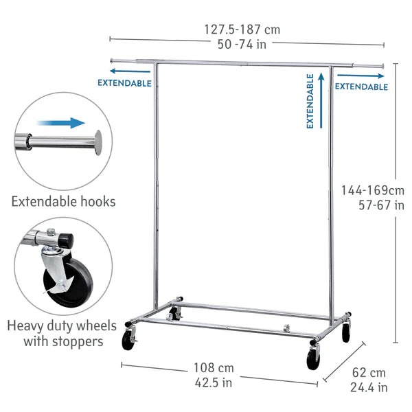 Tatkraft Drogo - Heavy Duty Metalen Kledingrek - Inklapbaar - 100 KG Belastbaar