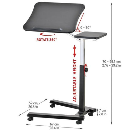 Tatkraft JOY Ergonomische Verstelbare Laptoptafel op Wielen - Zwart