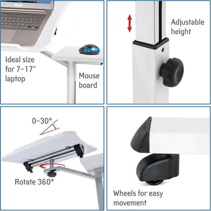 Tatkraft LIKE Ergonomische Laptoptafel Tatkraft LIKE - Verstelbaar op Wielen - Wit