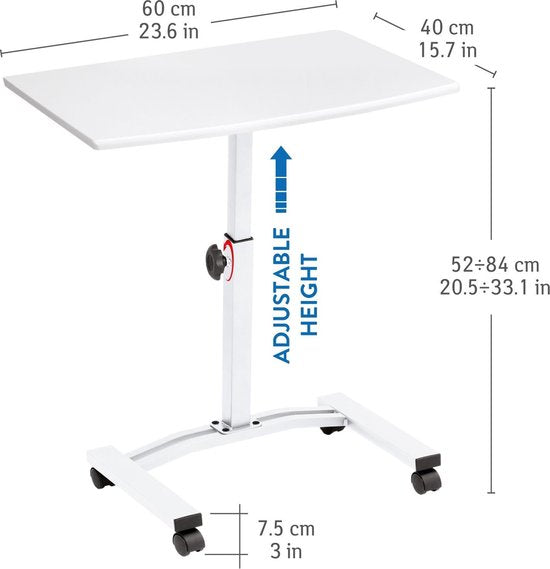 Tatkraft CHEER - Ergonomische Verstelbare Laptoptafel op Wielen - Wit