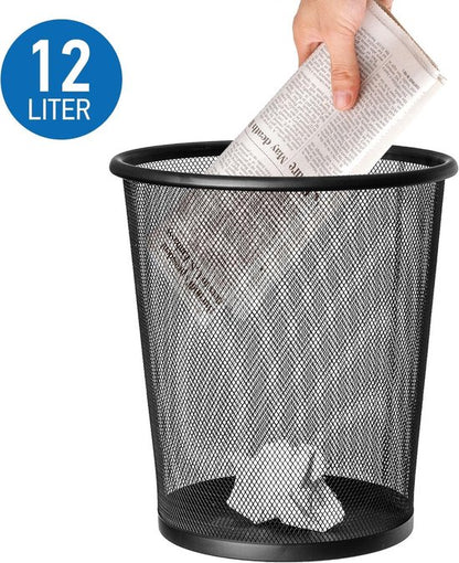 Artmoon MESH - Robuuste RVS Prullenbak - Prullenmand 12 Liter - Set Van 2 Stuks