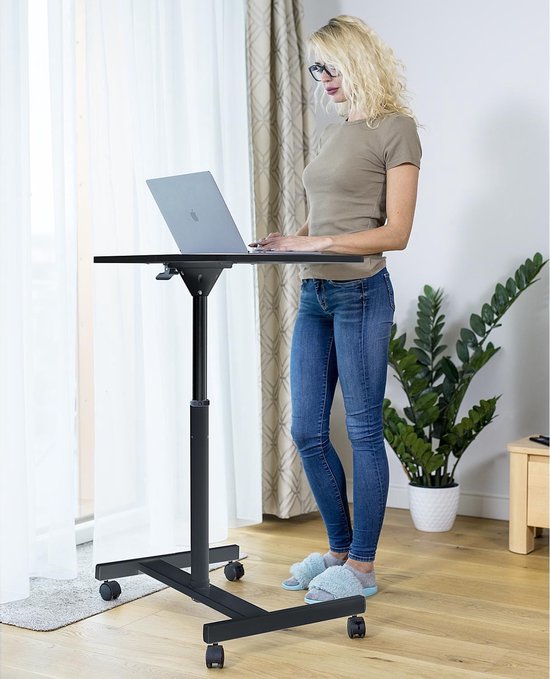 Tatkraft Focus – Ergonomische Laptoptafel op Wielen, Verstelbaar & Mobiel