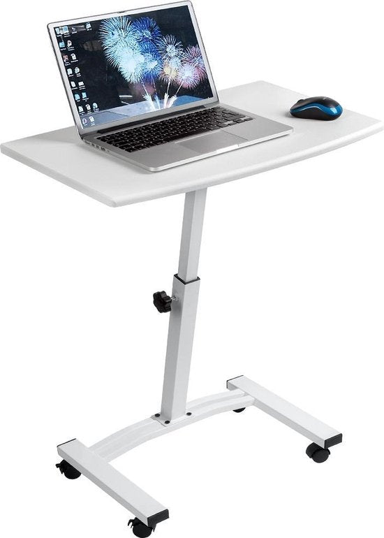 Tatkraft CHEER - Ergonomische Verstelbare Laptoptafel op Wielen - Wit