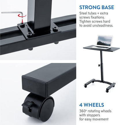 TATKRAFT Dream - Mobiel Verstelbaar Laptopbureau met Vergrendelbare Wielen