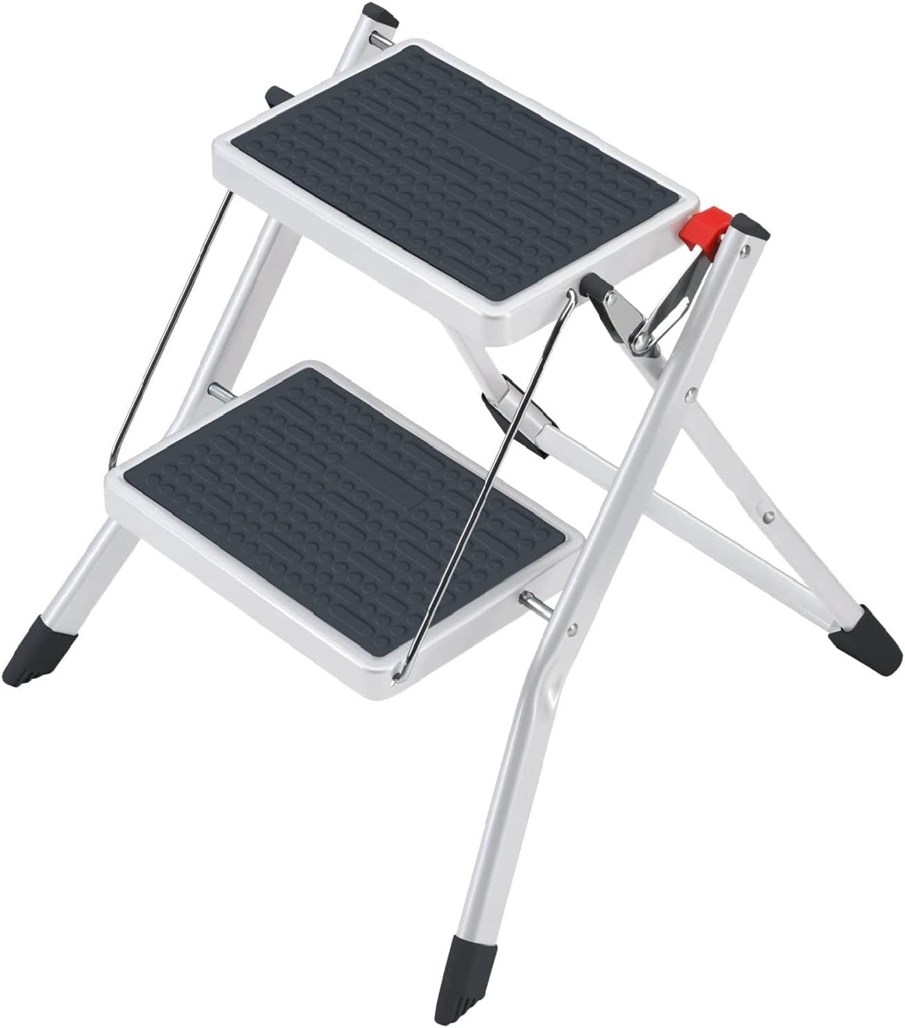 Tatkraft ROCK vouwladder 2 treden, stevig vouwtrap huishoudstaal, draagkracht 150 kg, 49,5 x 48,5 x 44,5, anti-slip EN certificator - keukentrap - magazijntrap