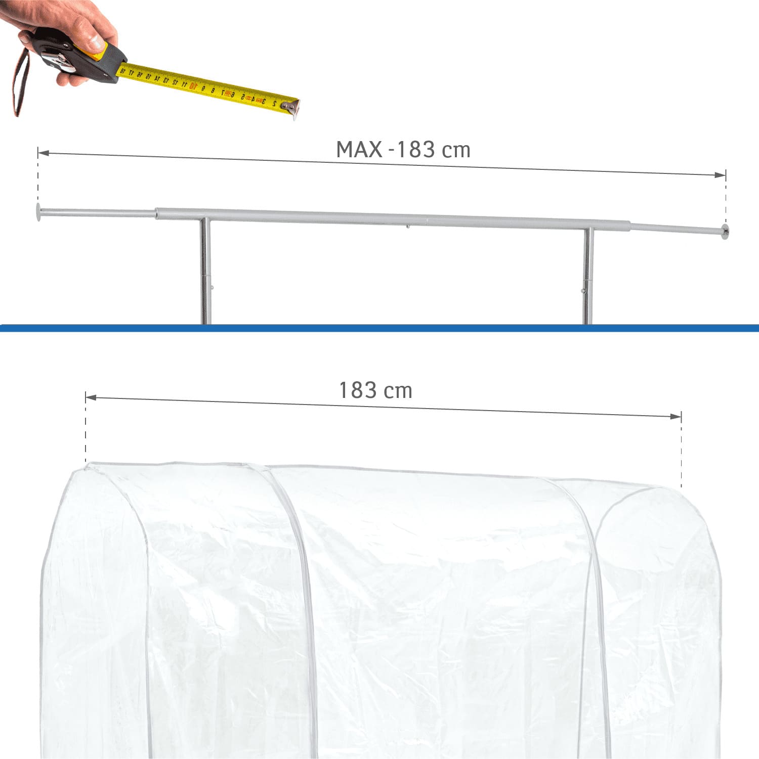 Tatkraft BIG - Beschermhoes voor kledingrek, afdekking kledingstang, 183 x 60 x 160 cm, 2