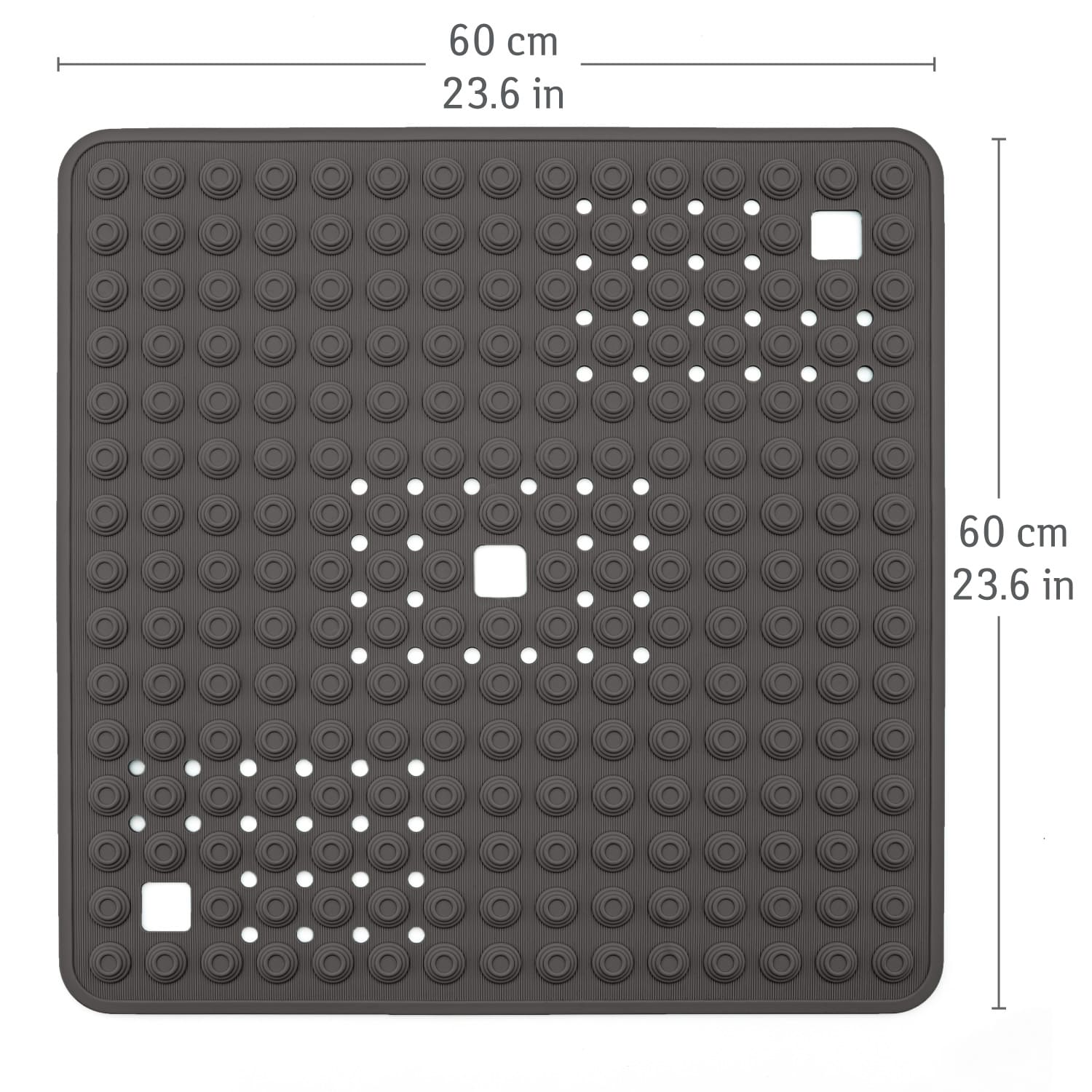 Tatkraft DETAIL - Zwart stevige douchemat, antislip, 60 x 60 cm, extra grote antislipmat, badmat, Wasbaar in de machine, 2