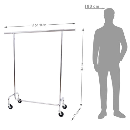 Tatkraft DIDRIK - Kledingrek voor zware belasting, tot 130 kg belastbaar, kledingstang voor het ophangen van kleding, 9