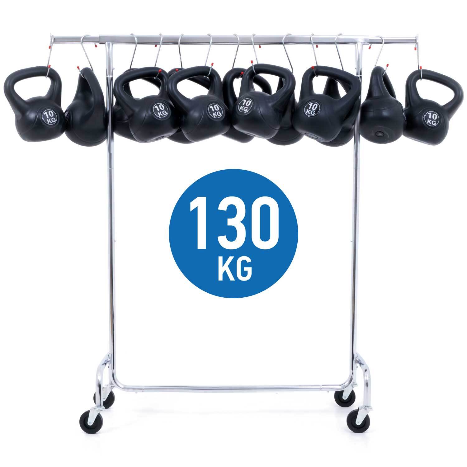 Tatkraft DIDRIK - Kledingrek voor zware belasting, tot 130 kg belastbaar, kledingstang voor het ophangen van kleding, 7