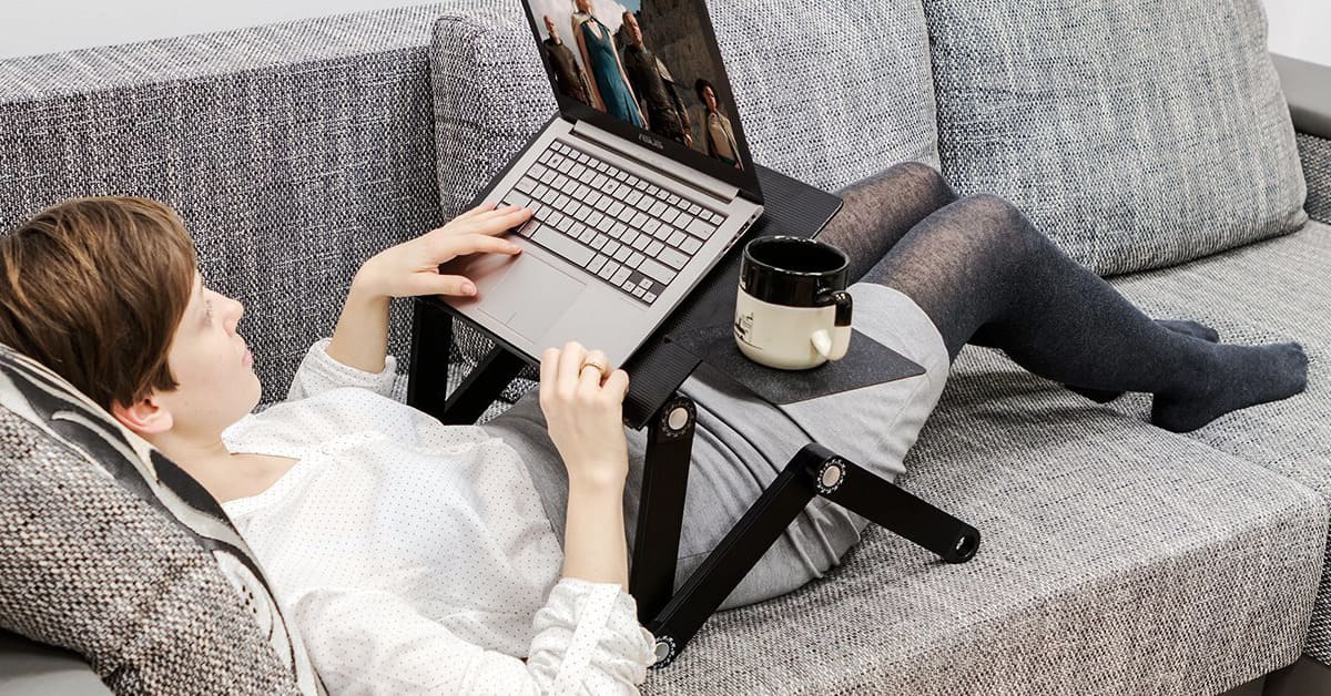 Laptopstandaard, inklapbaar, in hoogte verstelbaar, laptopstandaard voor bed, muisplank, 2 USB-ventilatoren